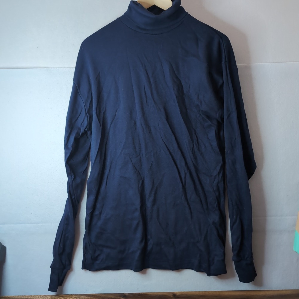 Roffe Skiwear Mens XL Navy Blue Turtleneck Long Sleeve Base Layer Made in USA